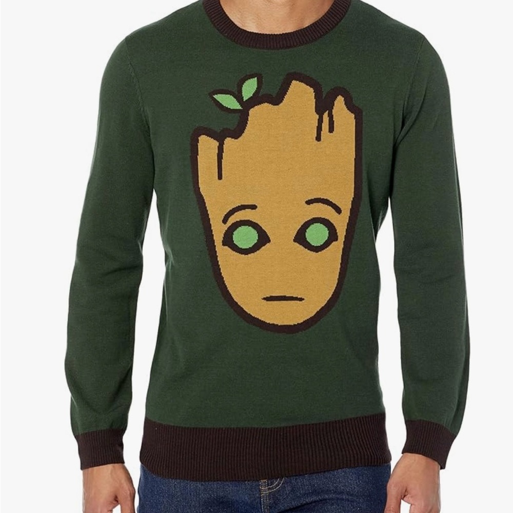 Marvel Men's Guardians of The Galaxy Crewneck Sweater with Groot Graphic